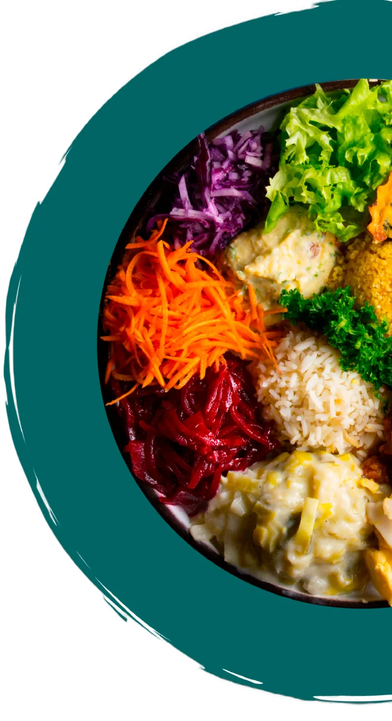Vers bereide vegetarische dagschotel van De Appelier met granen, groenten en rauwkost